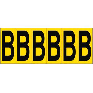 Individual Adhesive Letter Markers - B, Black on Yellow, 2-15/16", Letters, 6