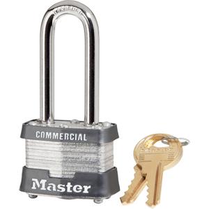 Pin Tumbler Padlock - Security Padlock, 1-9/16", 9/32", 2", 5/8", Laminated Steel, Steel, Silver, Keyed Alike