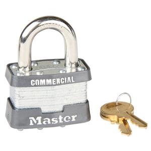 Pin Tumbler Padlock - Security Padlock, 1-3/4", 5/16", 15/16", 3/4", Laminated Steel, Steel, Silver, Keyed Alike
