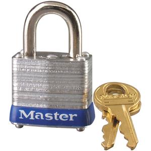 Pin Tumbler Padlock - Security Padlock, 1-1/8", 3/16", 9/16", 1/2", Laminated Steel, Steel, Silver, Keyed Alike