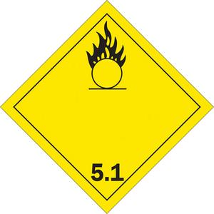 Oxidizer TDG Placard - Adhesive Vinyl, 5.1, 10-3/4"