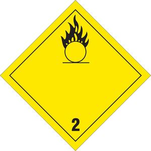 Oxygen TDG Placard - Adhesive Vinyl, 2.2, 10-3/4"