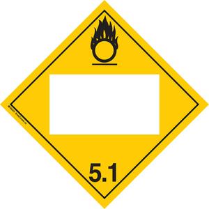 Oxidizer TDG Placard - Adhesive Vinyl, 5.1, 10-3/4"