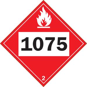 1075 Liquefied Petroleum Flammable Gas TDG Placard - Plastic, 2.1, 10-3/4"