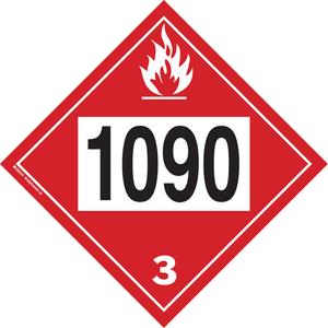 1090 Acetone Flammable Liquid TDG Placard - Plastic, 3, 10-3/4"