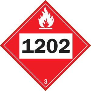 1202 Fuel Oil Flammable Liquid TDG Placard - Adhesive Vinyl, 3, 10-3/4"