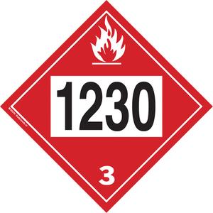1230 Methanol TDG Placard - Plastic, 3, 10-3/4"