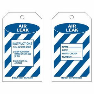 Inspection Record Tags - Polyester, English, 4", 7", 10, Blue on White, Air Leak, Not Laminated
