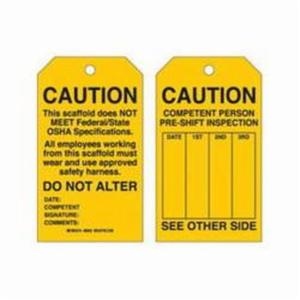 Scaffold Safety Tags - Polyester, English, 4", 7", Pack, 10, Black on Yellow