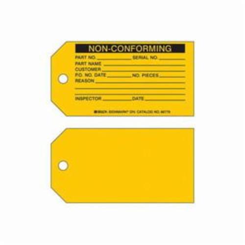 "Non-Conforming" Production Tags - Paper, English, 5-3/4", 3", 100, Black on Yellow, Not Laminated, Package