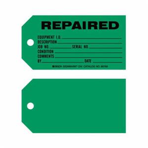 Product Maintenance Tags - Paper, English, 5-3/4", 3", Pack, 100, Black on Green, Repaired