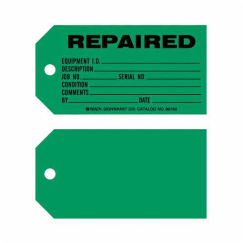 Product Maintenance Tags - Paper, English, 5-3/4", 3", Pack, 100, Black on Green, Repaired