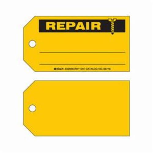 Product Maintenance Tags - Paper, English, 5-3/4", 3", Pack, 100, Black on Yellow, Repair