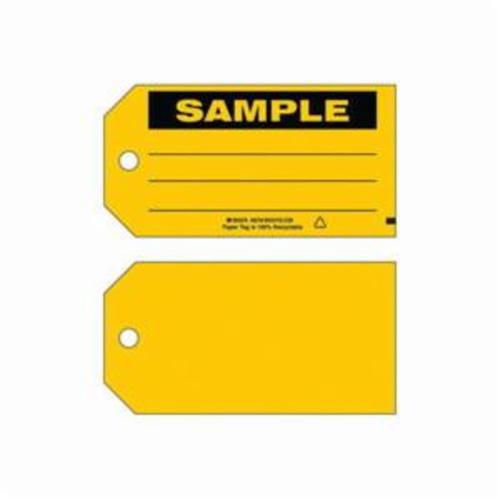 Sample Material Control Tag - Paper, English, 5-3/4", 3", Pack, 100, Black on Yellow, Not Laminated