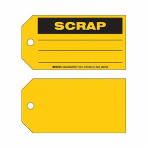 Scrap Material Control Tags - Paper, English, 5-3/4", 3", Pack, 100, Black on Yellow, Not Laminated