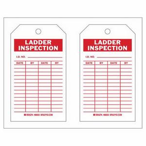 Inspection Record Tags - Polyester, English, 4", 7", 10, Red on White, Ladder Inspection, Laminated
