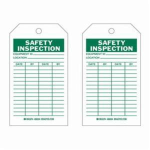 Safety Inspection Tags - Polyester, English, 4", 7", Pack, 10, Green on White, Laminated
