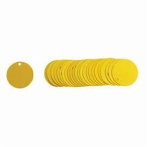 Blank Round Valve Tags - Aluminum, String, Package, Yellow