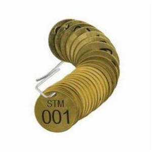 Numbered "STM" Valve Tags - Brass, 001-025, Package, Pack, 25, Black
