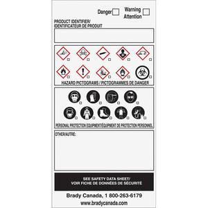 WHMIS Label - Vinyl, Booklet, 6", 3", Black & Red on White, No, '-51 °F - 176 °F