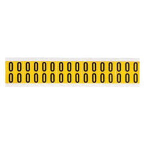 Individual Number and Letter Labels - 0, Black on Yellow, 5/8", 32