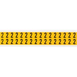 Individual Number and Letter Labels - 2, Black on Yellow, 5/8", 32