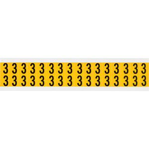 Individual Number and Letter Labels - 3, Black on Yellow, 5/8", 32