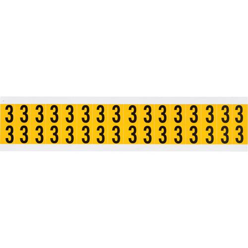 Individual Number and Letter Labels - 3, Black on Yellow, 5/8", 32