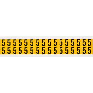 Individual Number and Letter Labels - 5, Black on Yellow, 5/8", 32