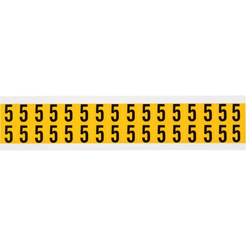 Individual Number and Letter Labels - 5, Black on Yellow, 5/8", 32