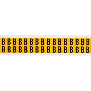 Individual Number and Letter Labels - B, Black on Yellow, 5/8", 32