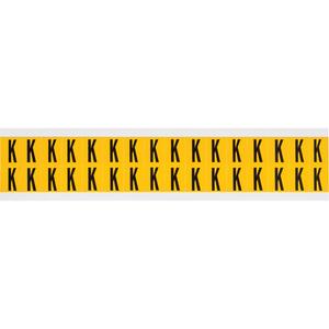 Individual Number and Letter Labels - K, Black on Yellow, 5/8", 32