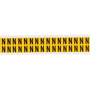 Individual Number & Letter Labels - N, Black on Yellow, 5/8", 32