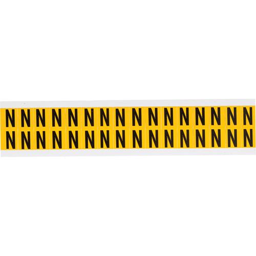 Individual Number & Letter Labels - N, Black on Yellow, 5/8", 32