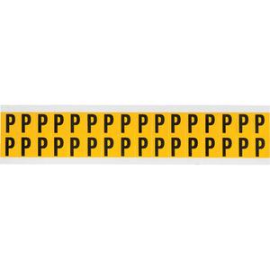 Individual Number & Letter Labels - P, Black on Yellow, 5/8", 32