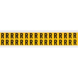 Individual Number & Letter Labels - R, Black on Yellow, 5/8", 32