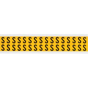 Individual Number & Letter Labels - S, Black on Yellow, 5/8", 32