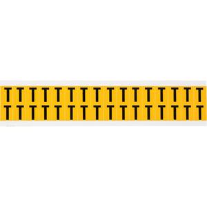 Individual Number & Letter Labels - T, Black on Yellow, 5/8", 32