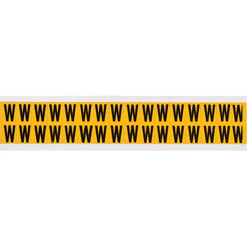 Individual Number & Letter Label - W, Black on Yellow, 5/8", 32