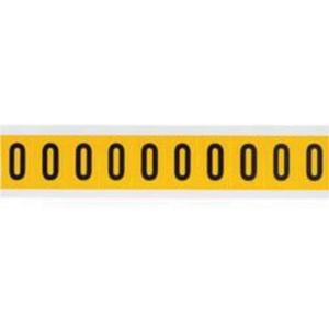 Individual Number and Letter Labels - 0, Black on Yellow, 1", 10