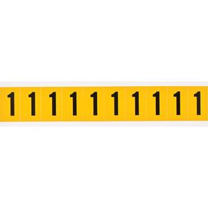 Individual Number and Letter Labels - 1, Black on Yellow, 1", 10