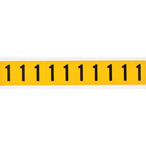 Individual Number and Letter Labels - 1, Black on Yellow, 1", 10