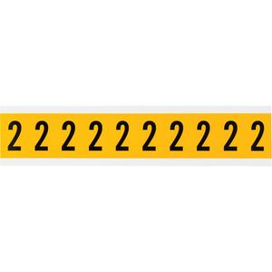 Individual Number and Letter Labels - 2, Black on Yellow, 1", 10
