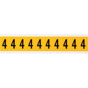 Individual Number and Letter Labels - 4, Black on Yellow, 1", 10