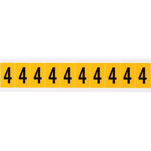 Individual Number and Letter Labels - 4, Black on Yellow, 1", 10