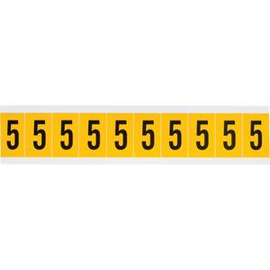 Individual Number and Letter Labels - 5, Black on Yellow, 1", 10