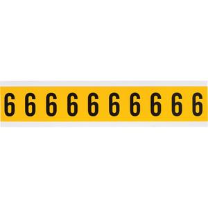 Individual Number and Letter Labels - 6, Black on Yellow, 1", 10