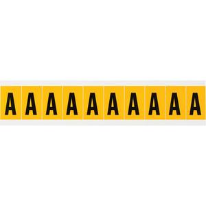 Individual Number and Letter Labels - A, Black on Yellow, 1", 10