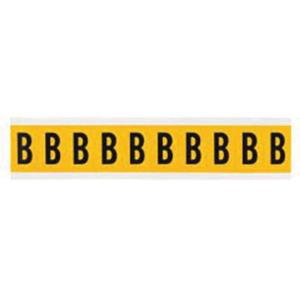 Individual Number and Letter Labels - B, Black on Yellow, 1", 10