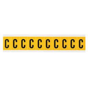 Individual Number and Letter Labels - C, Black on Yellow, 1", 10